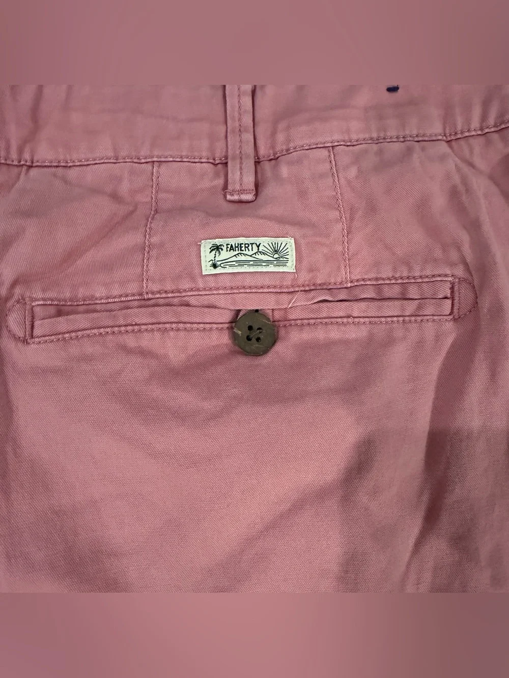 Faherty Men’s Island Life Shorts 38x8 Pink Organic Cotton Stretch Chino
